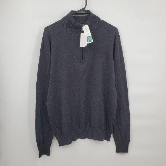 Hawker Rye 95/5 Cotton Cashmere Half-Zip Mockneck Sweater Mens Size Large NWT - Picture 3 of 15
